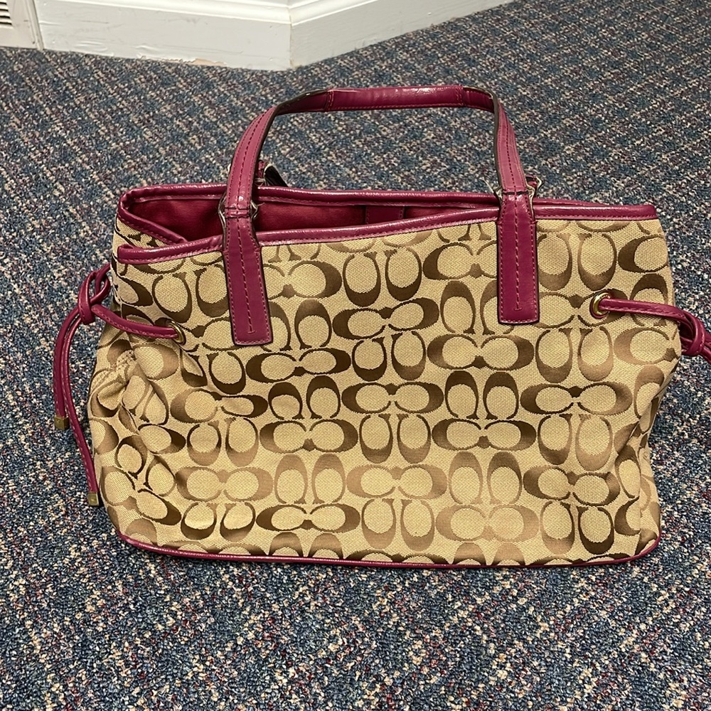 Used Coach Signature Python Stripe Carry-All - Picture 4 of 17